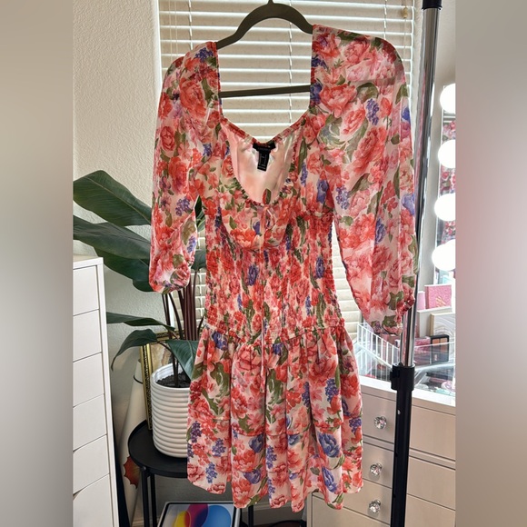 Forever21 Floral Smocked Mini Dress - Picture 3 of 4